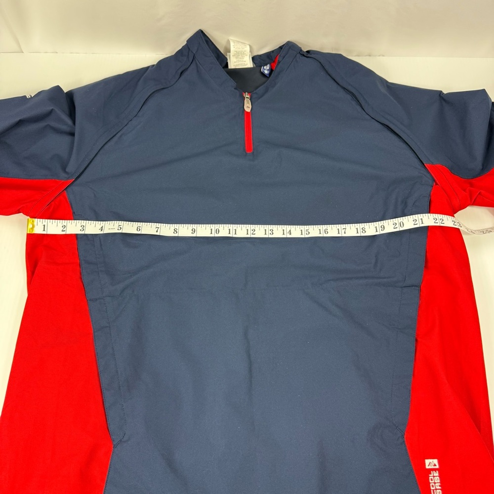 Majestic Cool Base Men's M 1/4 Zip Pullover Blue Red Jacket Removable Sleeves - Picture 14 of 16